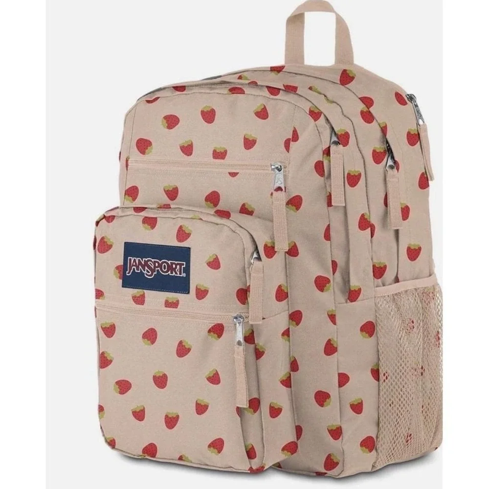 JanSport Big Student Laptop Backpack - Strawberry Shower (17" x 13" x7.5") - Picture 2 of 3